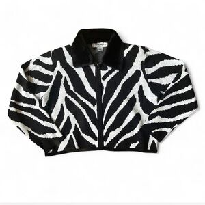 Norton McNaughton Black and White Fur Trim Zebra Jacket